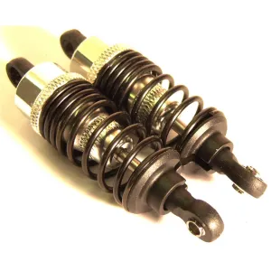 A112004 1/10 Scale On Road Car RC Shock Absorbers Dampers x 2 Silver Alloy 60mm