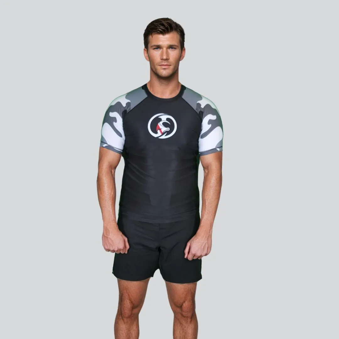 ADUTL RASH GUARD H/S CAMOUFLAGE KC SNOW White