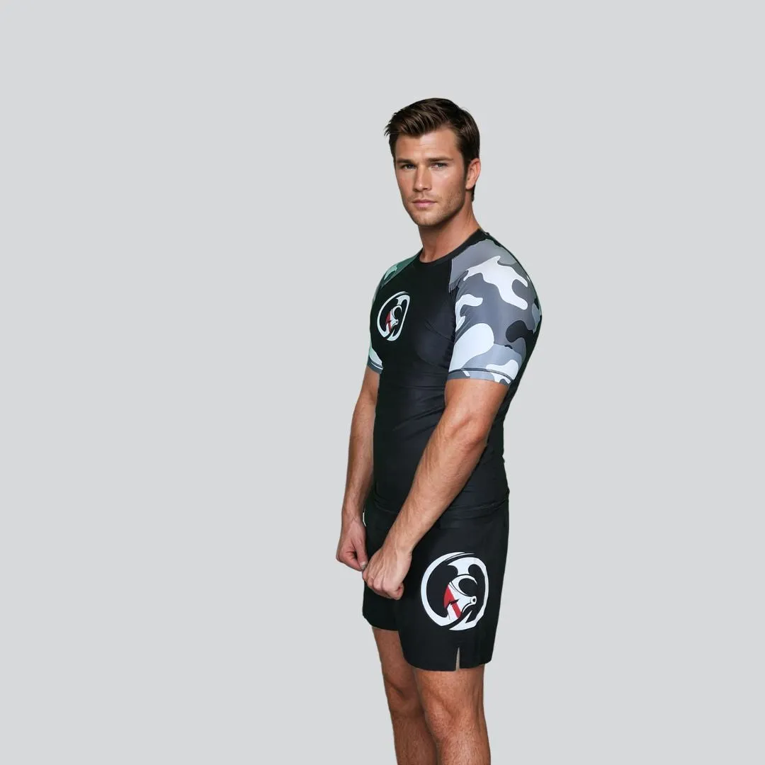 ADUTL RASH GUARD H/S CAMOUFLAGE KC SNOW White