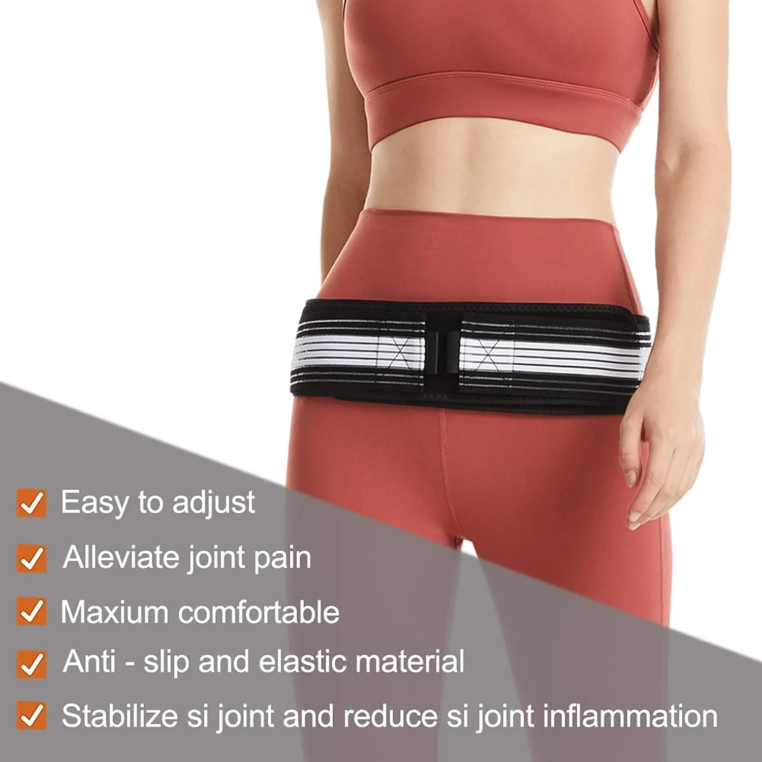 ALYV Sacroiliac SI Joint Hip Sciatica Belt | Breathable Anti-Slip Pelvic - Pain Relief for Sciatica | Pelvis | Lumbar | Nerve and Leg Pain - (Freesize | 1Unit)