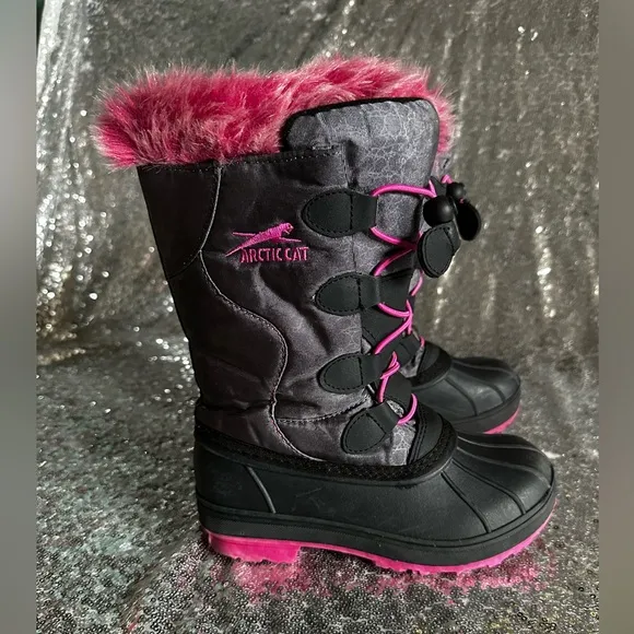 Arctic Cat Little Girls Snow Winter Boots Color Gray/Pink Size 13