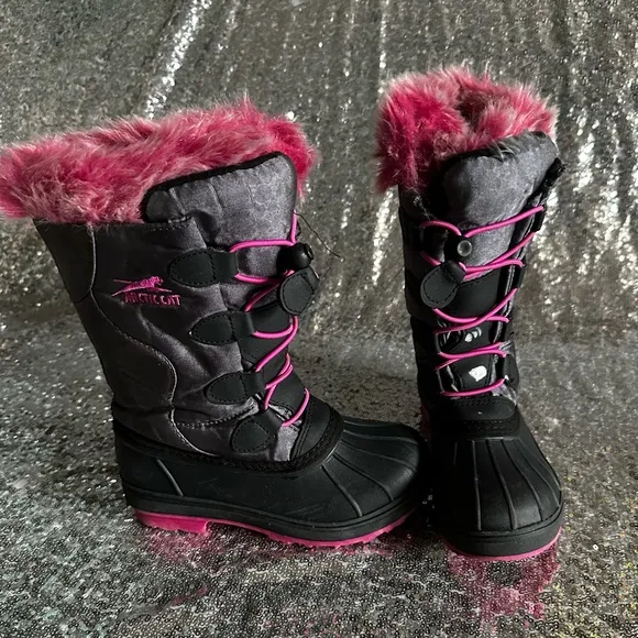 Arctic Cat Little Girls Snow Winter Boots Color Gray/Pink Size 13