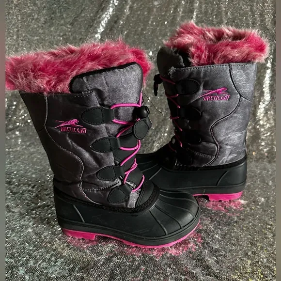Arctic Cat Little Girls Snow Winter Boots Color Gray/Pink Size 13