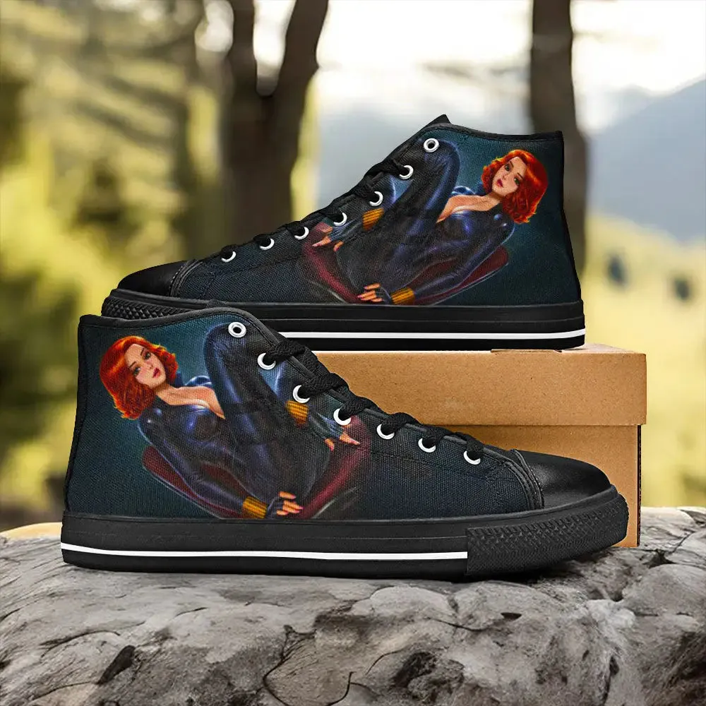 Avengers Black Widow Shoes High Top Sneakers for Kids and Adults