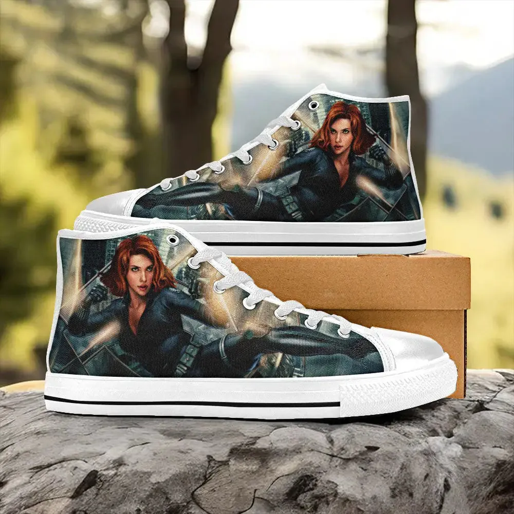Avengers Black Widow Shoes High Top Sneakers for Kids and Adults
