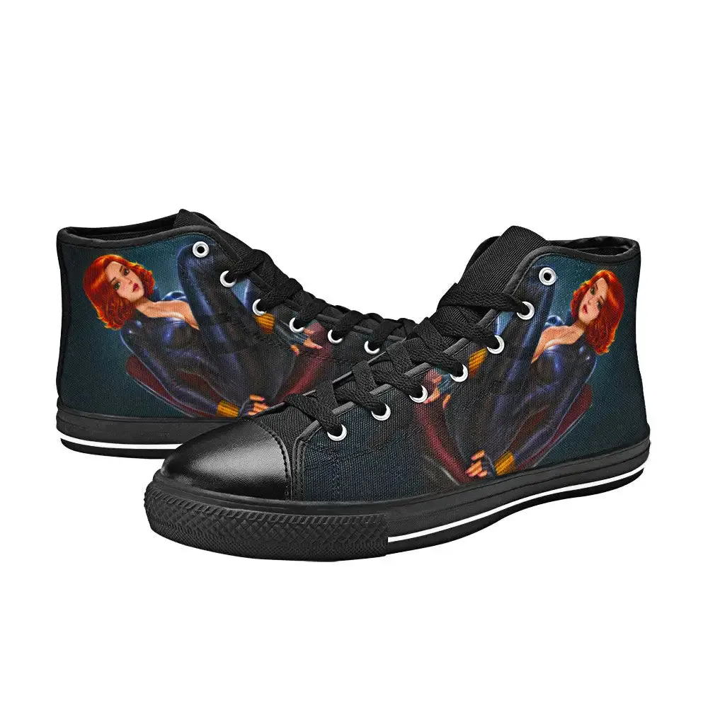 Avengers Black Widow Shoes High Top Sneakers for Kids and Adults