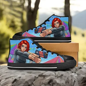 Avengers Black Widow Shoes High Top Sneakers for Kids and Adults