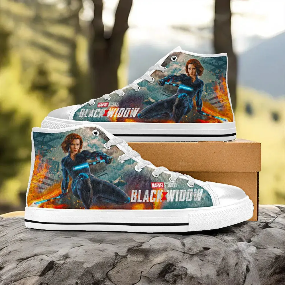 Avengers Black Widow Shoes High Top Sneakers for Kids and Adults