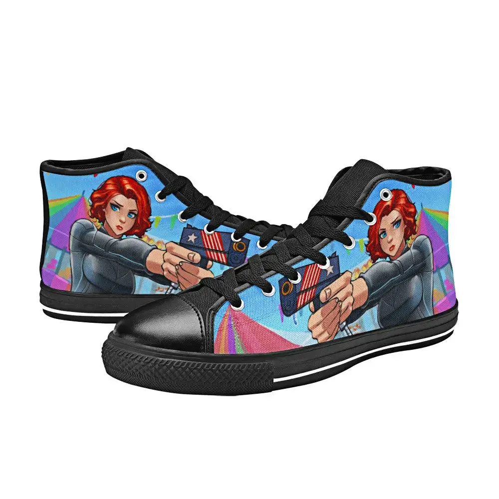 Avengers Black Widow Shoes High Top Sneakers for Kids and Adults