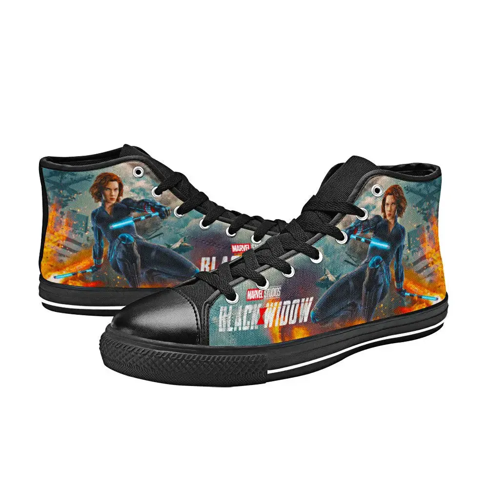Avengers Black Widow Shoes High Top Sneakers for Kids and Adults