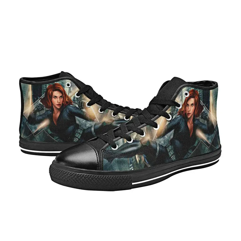 Avengers Black Widow Shoes High Top Sneakers for Kids and Adults