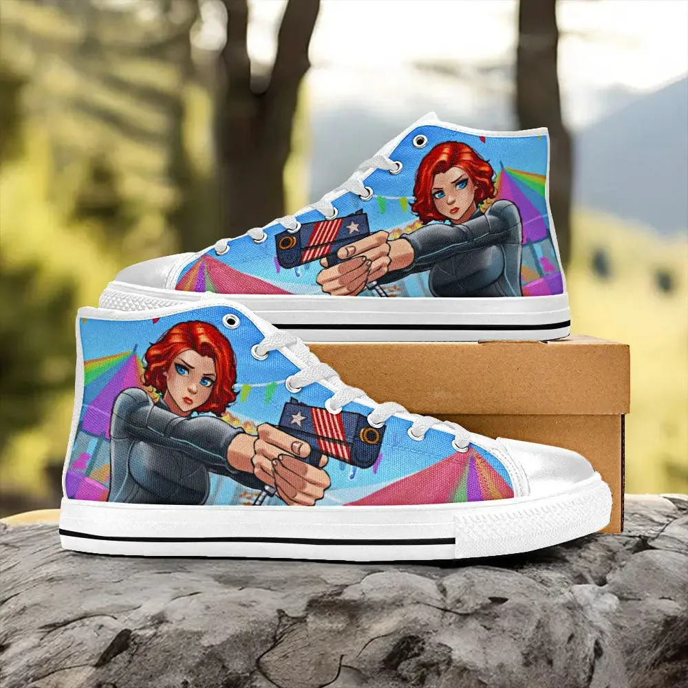 Avengers Black Widow Shoes High Top Sneakers for Kids and Adults