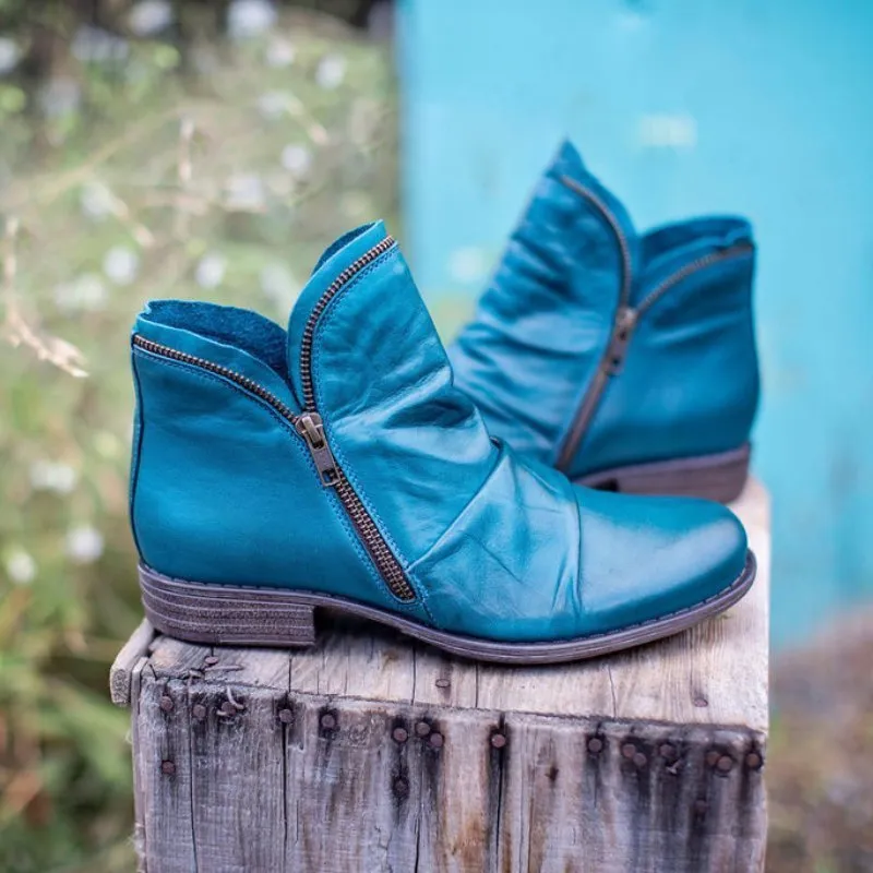 Bice - Orthopedic Leather Boots with Zipper