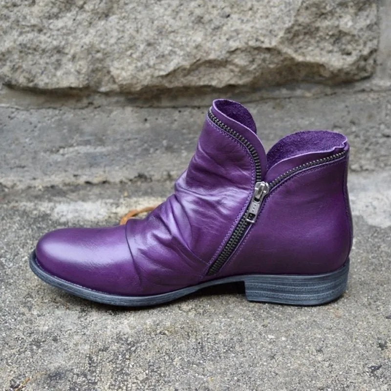 Bice - Orthopedic Leather Boots with Zipper