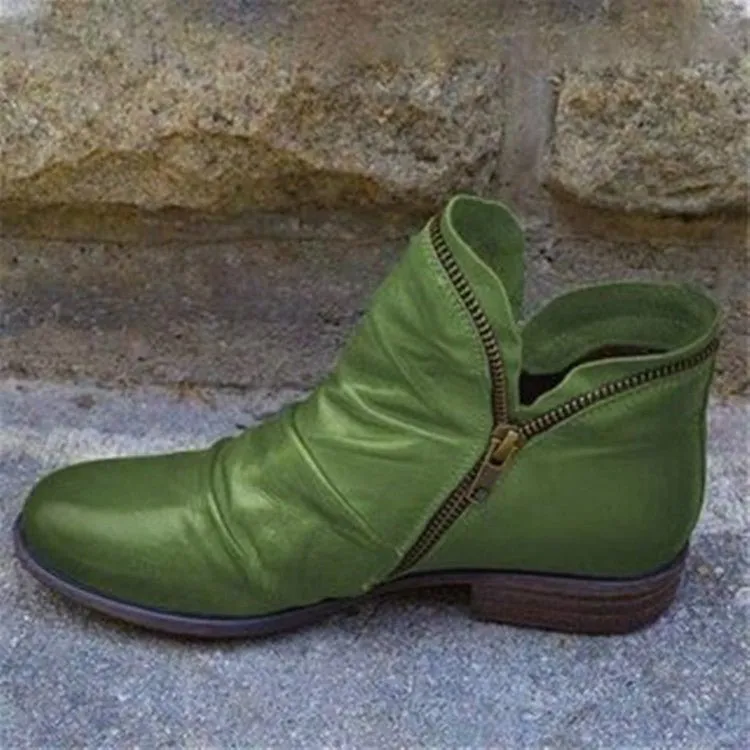 Bice - Orthopedic Leather Boots with Zipper