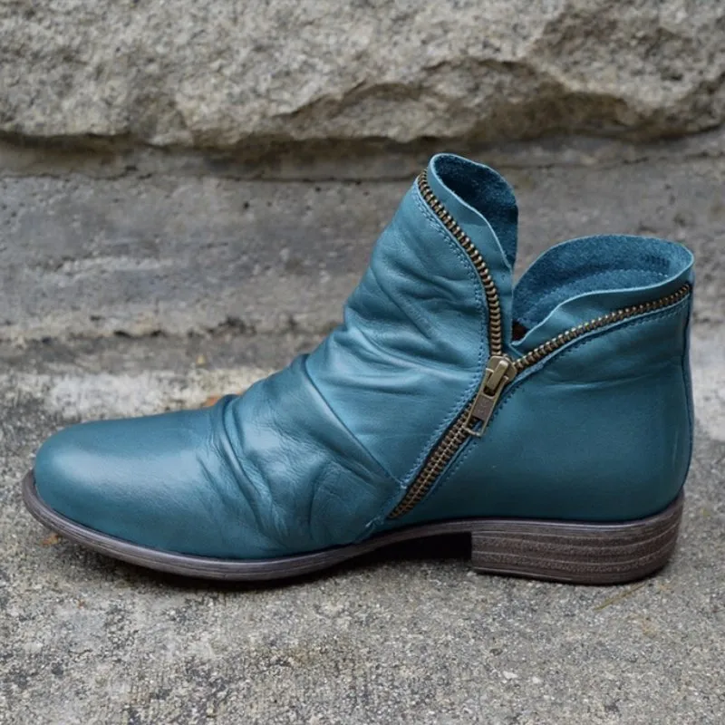 Bice - Orthopedic Leather Boots with Zipper