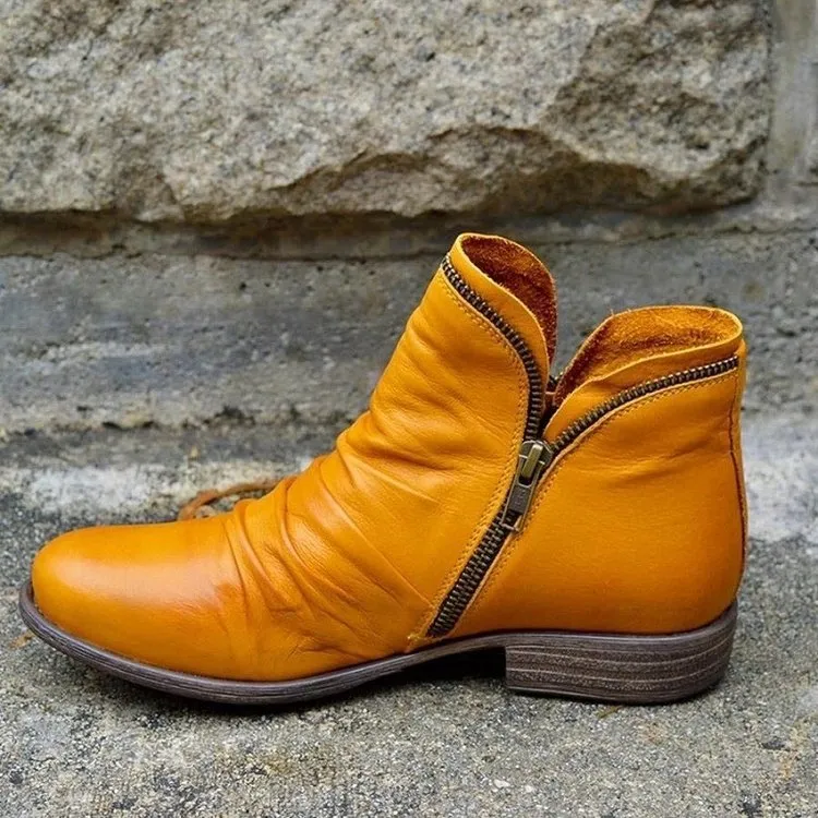 Bice - Orthopedic Leather Boots with Zipper