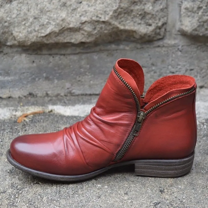 Bice - Orthopedic Leather Boots with Zipper