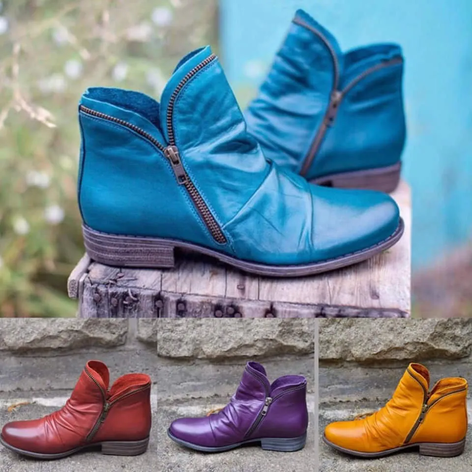 Bice - Orthopedic Leather Boots with Zipper
