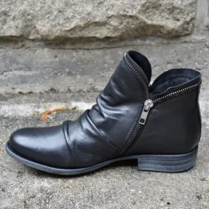 Bice - Orthopedic Leather Boots with Zipper