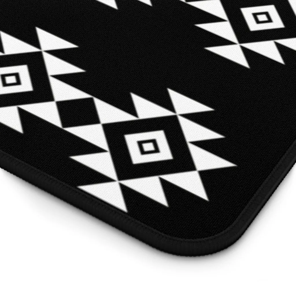 Black and White Desk Mat With Tribal Design Large Size
