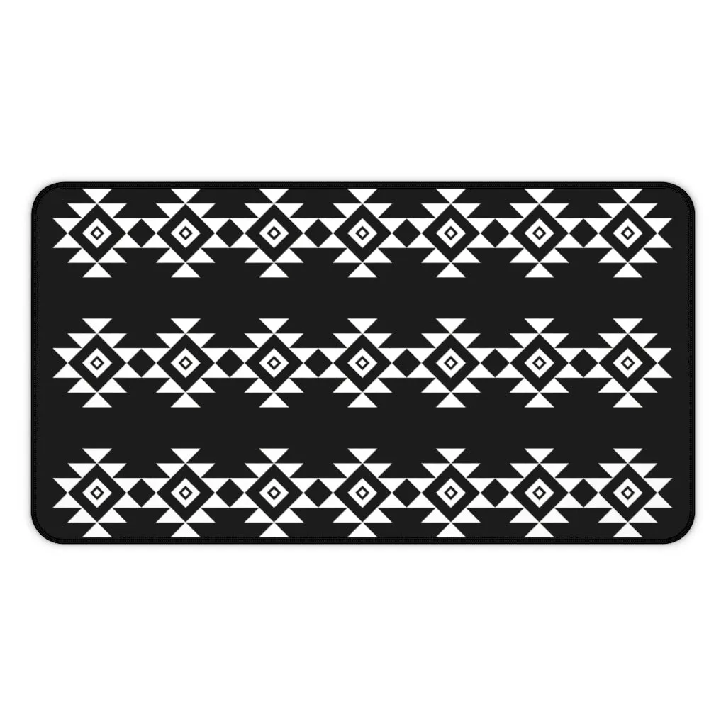 Black and White Desk Mat With Tribal Design Large Size
