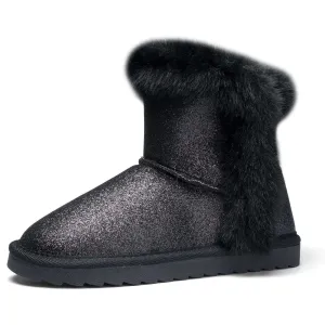 Black/Gold/Purple Glitter Thermal Snow Boots