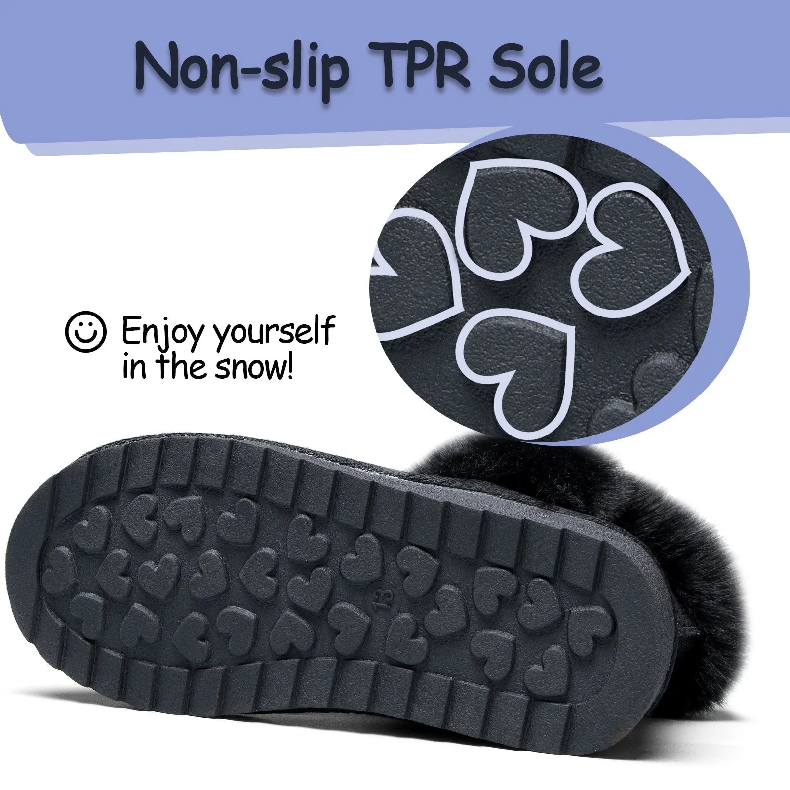 Black/Gold/Purple Glitter Thermal Snow Boots