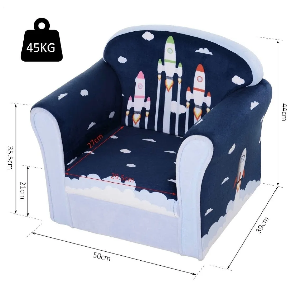 Blast-Off Children’s Rocket Themed Armchair | Blue | 3-9 Years