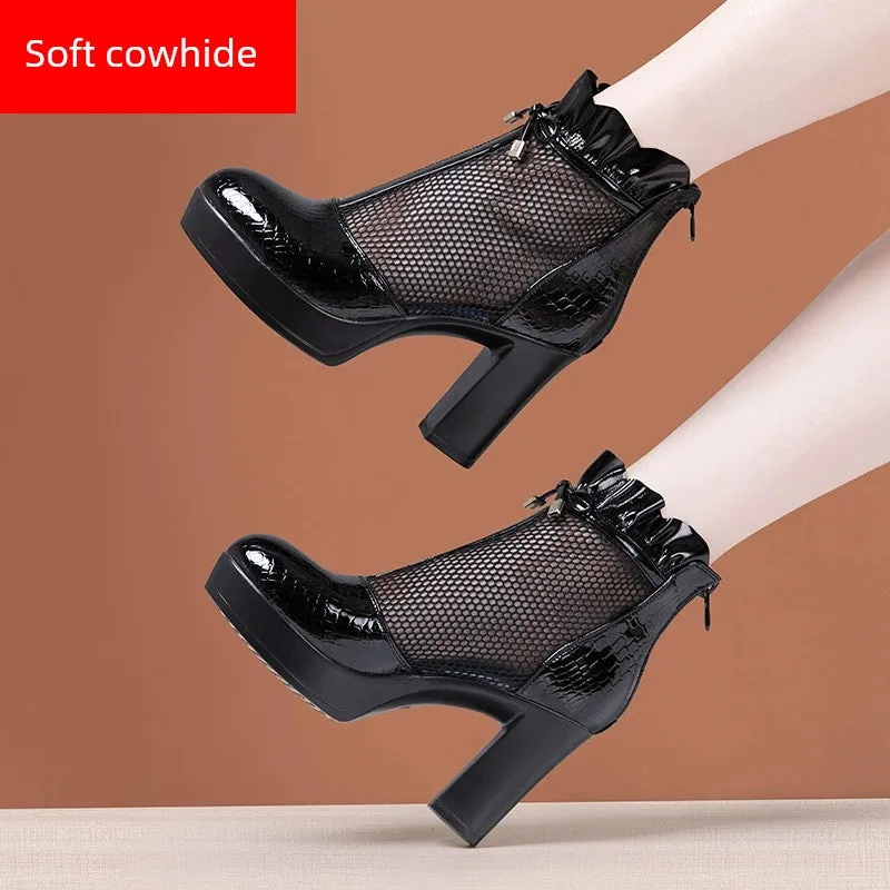 Boots Women's Fashion Breathable Thick Sole Mesh Boots