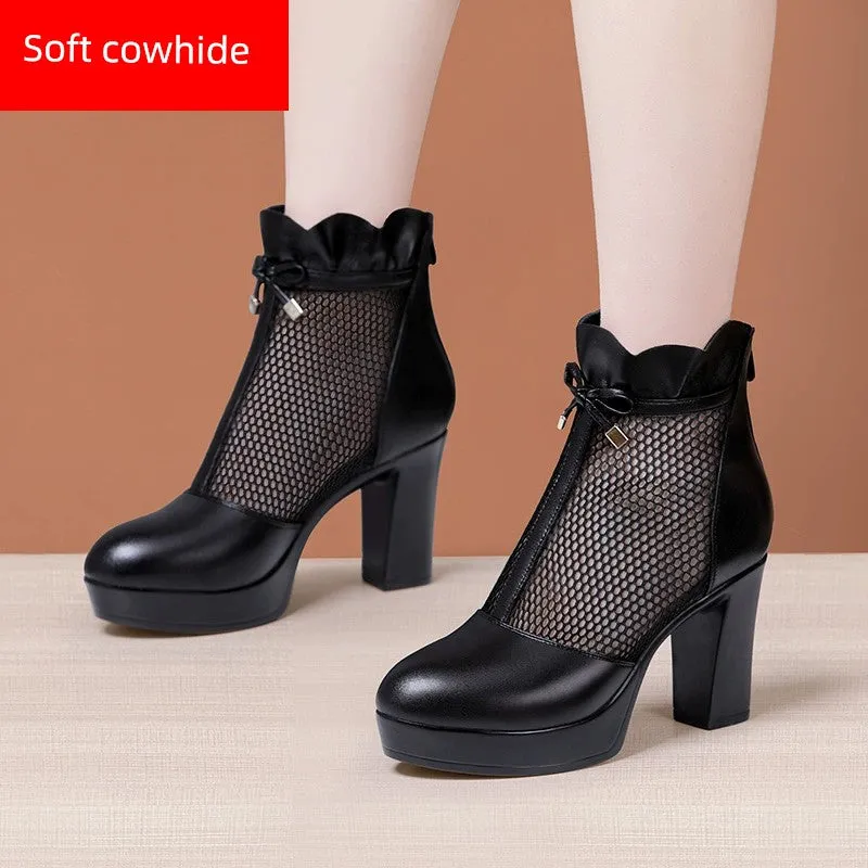 Boots Women's Fashion Breathable Thick Sole Mesh Boots