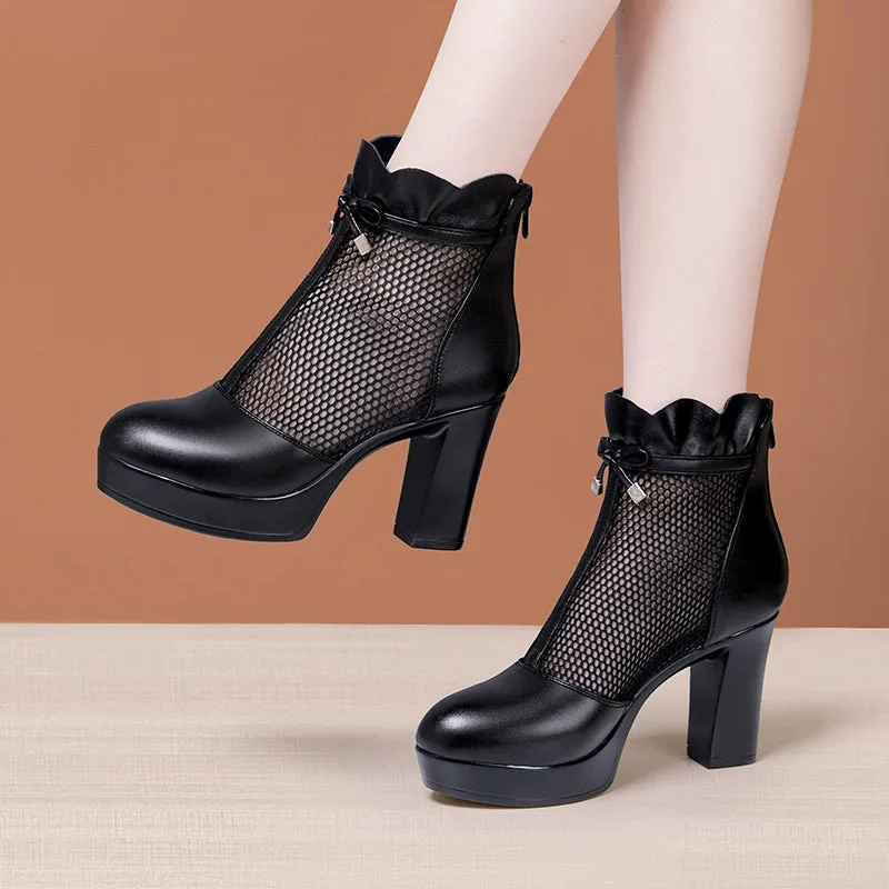 Boots Women's Fashion Breathable Thick Sole Mesh Boots