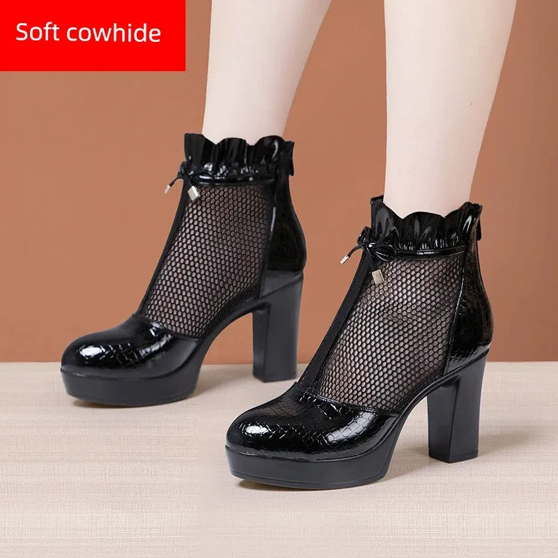 Boots Women's Fashion Breathable Thick Sole Mesh Boots