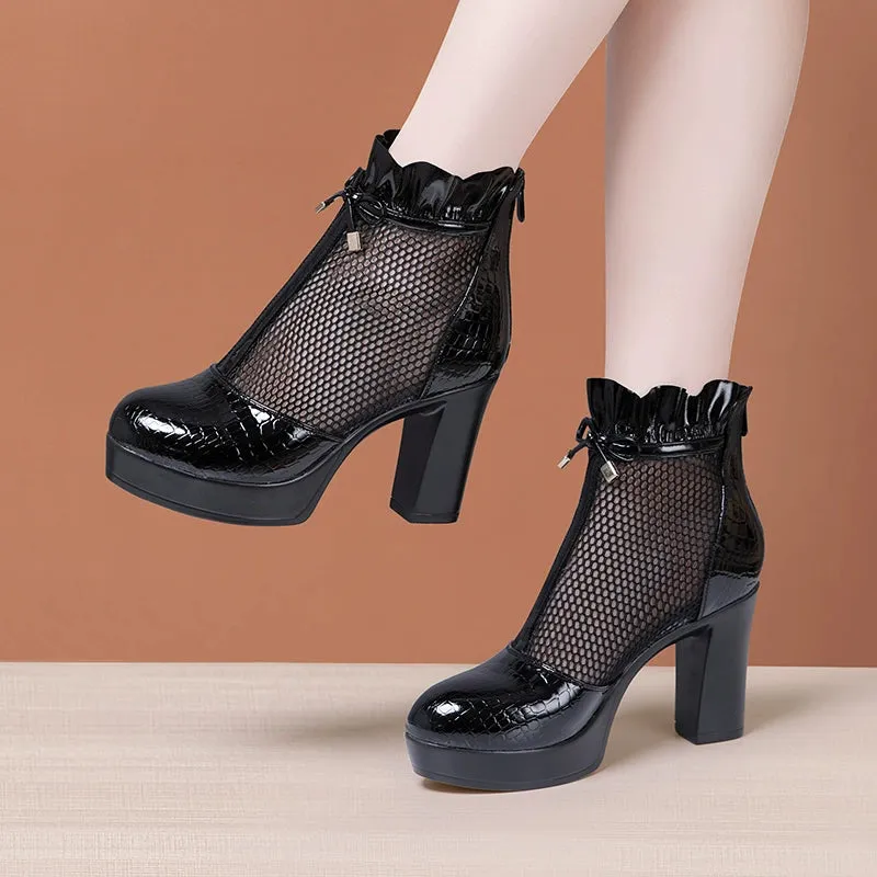 Boots Women's Fashion Breathable Thick Sole Mesh Boots
