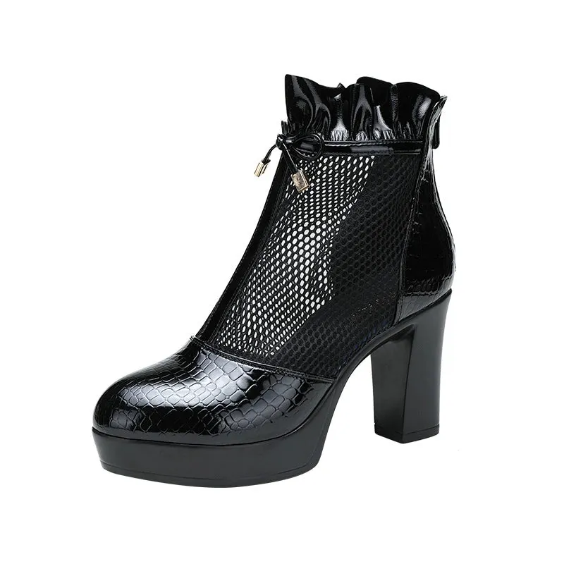 Boots Women's Fashion Breathable Thick Sole Mesh Boots