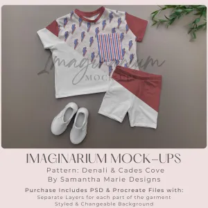 Boxy T-Shirt and Bike Shorts Outfit Mock Up, Styled Realistic Clothing Mockup for Photoshop and Procreate