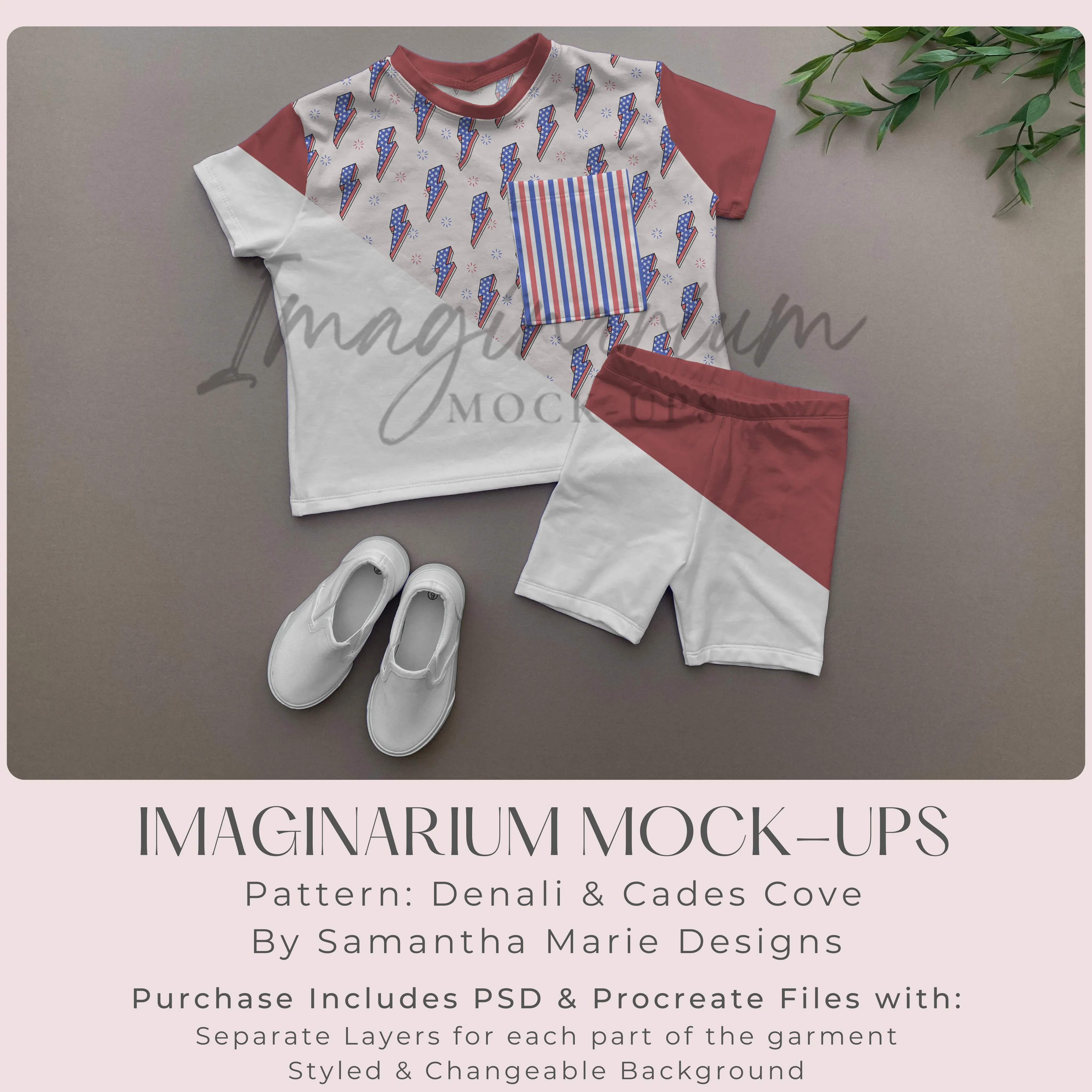 Boxy T-Shirt and Bike Shorts Outfit Mock Up, Styled Realistic Clothing Mockup for Photoshop and Procreate