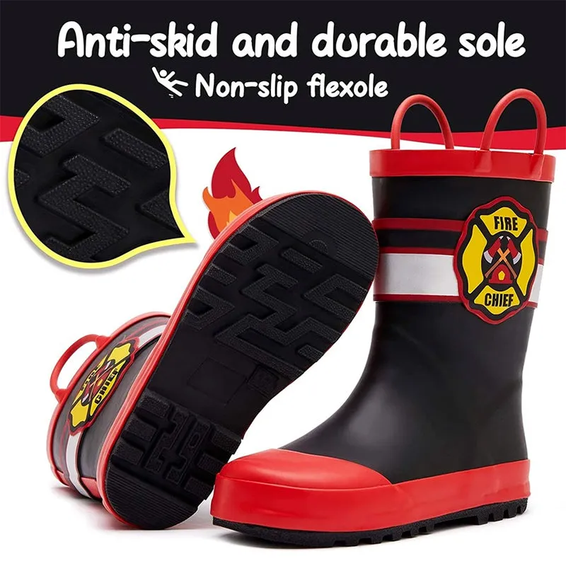 Boy&Girl Rain Boots Waterproof Fire chief - K KomForme