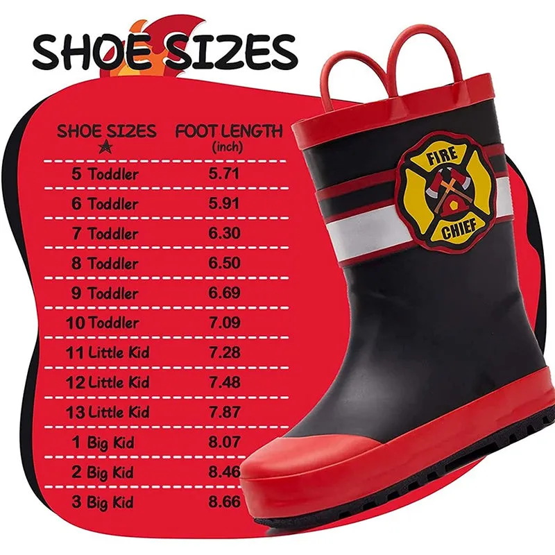Boy&Girl Rain Boots Waterproof Fire chief - K KomForme