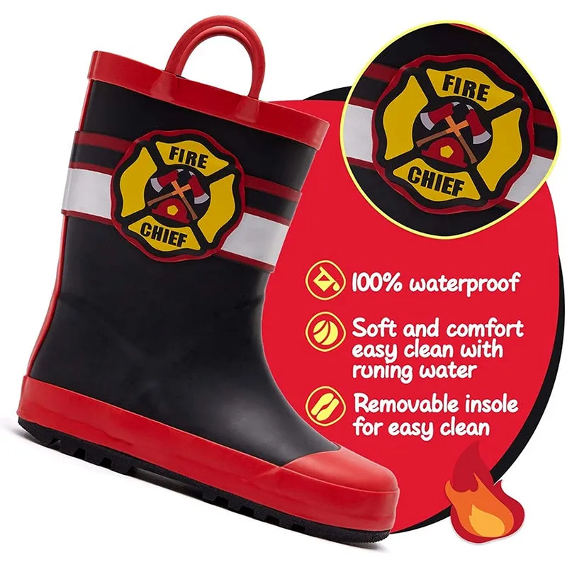 Boy&Girl Rain Boots Waterproof Fire chief - K KomForme