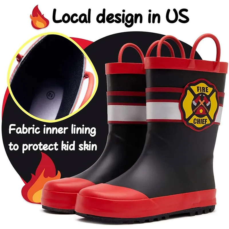 Boy&Girl Rain Boots Waterproof Fire chief - K KomForme