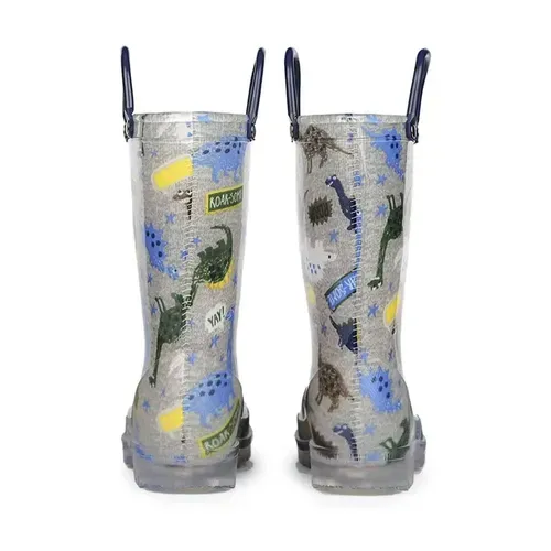 Boys Light Rain Boots Dinosaur Kids Shoes - KKOMFORME