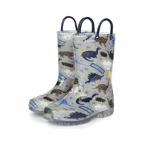Boys Light Rain Boots Dinosaur Kids Shoes - KKOMFORME
