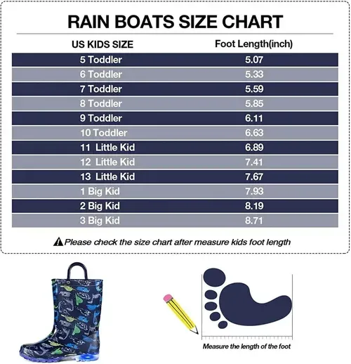 Boys Light Rain Boots Dinosaur Kids Shoes - KKOMFORME