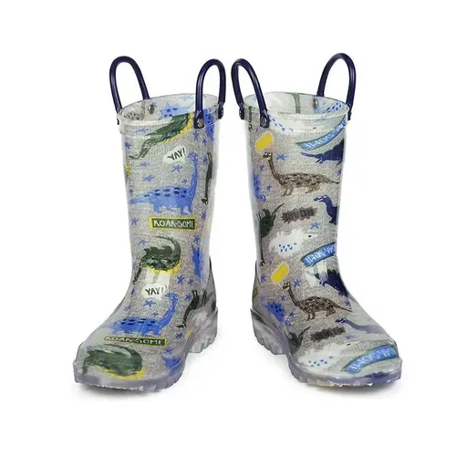 Boys Light Rain Boots Dinosaur Kids Shoes - KKOMFORME
