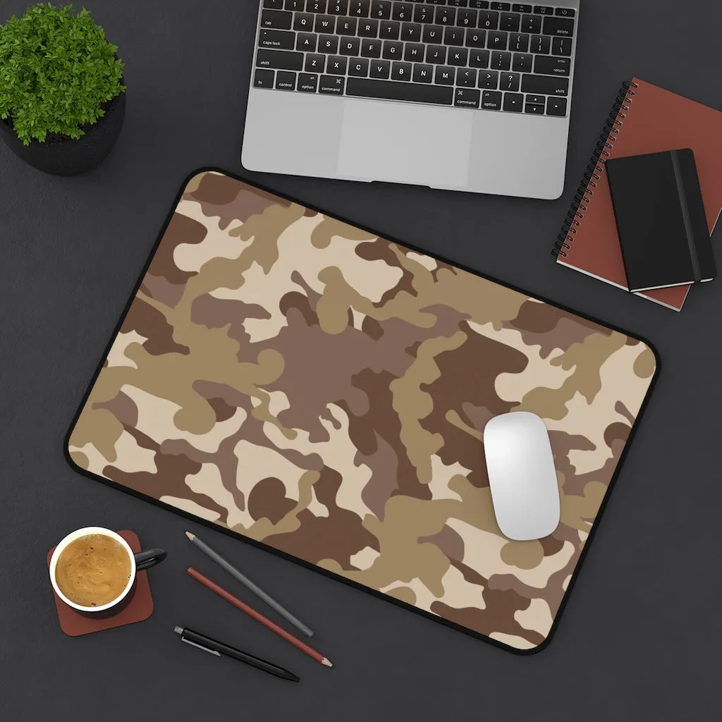 Brown and Tan Camouflage Desk Mat Camo Pattern Office Mouse Pad