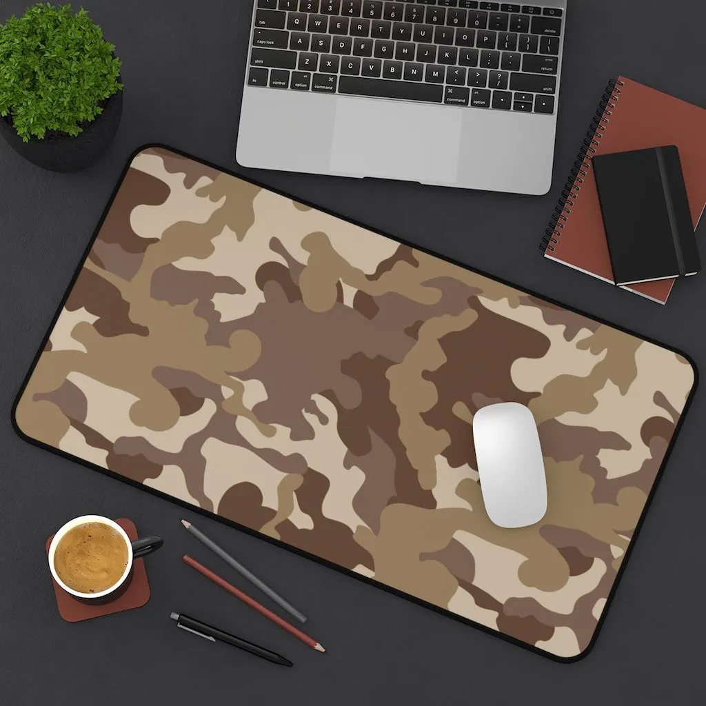 Brown and Tan Camouflage Desk Mat Camo Pattern Office Mouse Pad