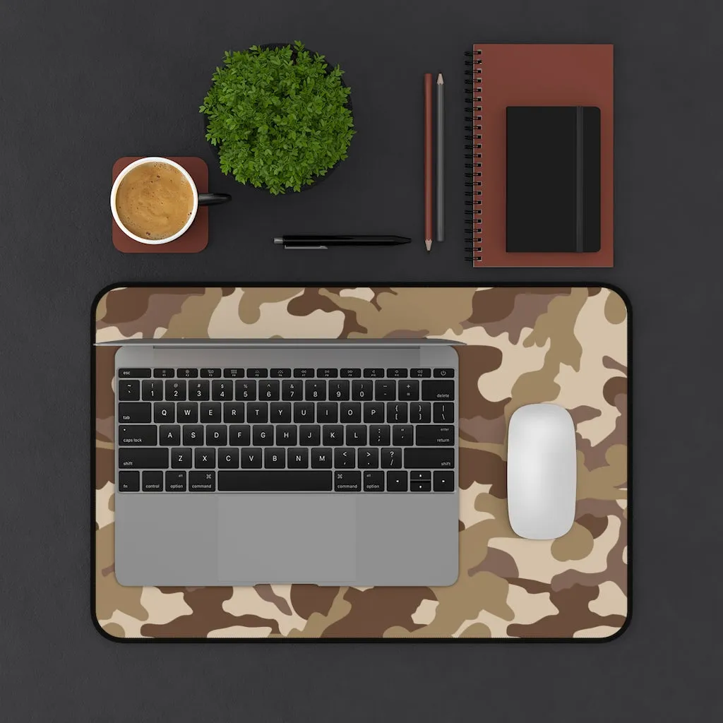 Brown and Tan Camouflage Desk Mat Camo Pattern Office Mouse Pad