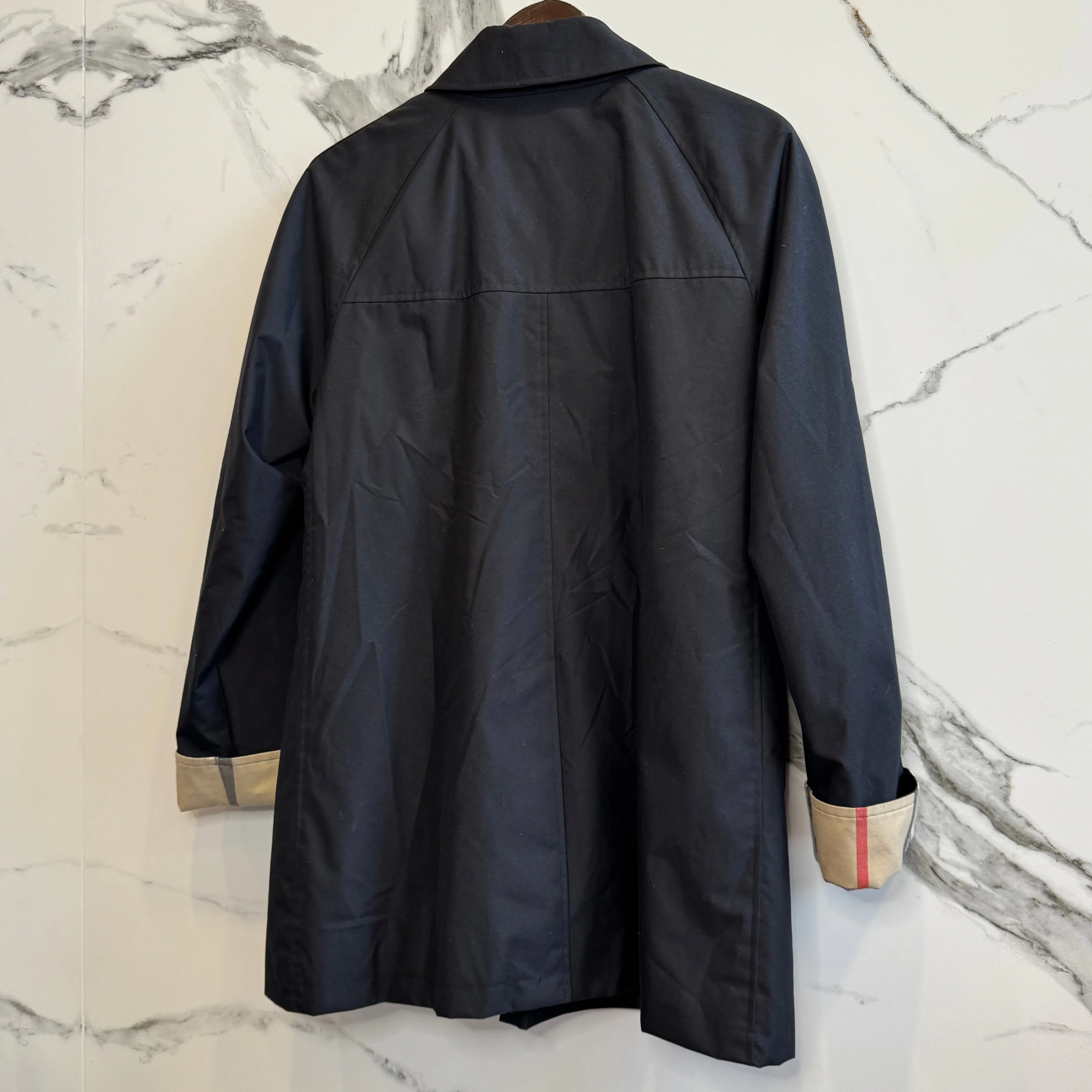 Burberry Rain Coat Black Nova Check Womens size 10 fits US Small
