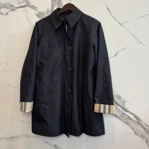 Burberry Rain Coat Black Nova Check Womens size 10 fits US Small
